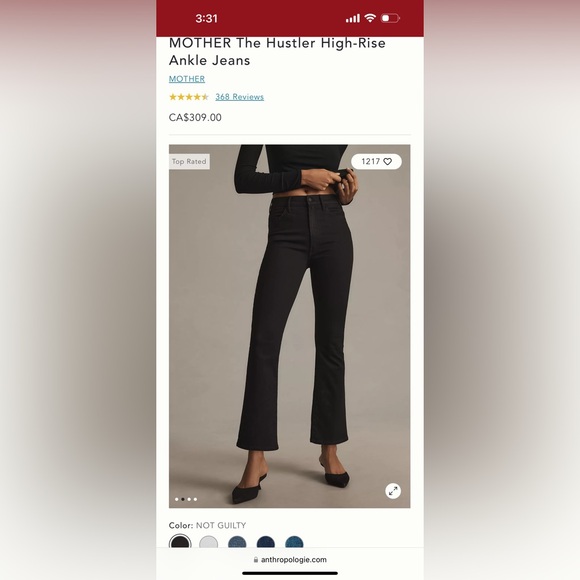 MOTHER The Hustler High-Rise Ankle Jeans US27 Black Denim TOP RATED Bootcut NWT - Picture 7 of 8